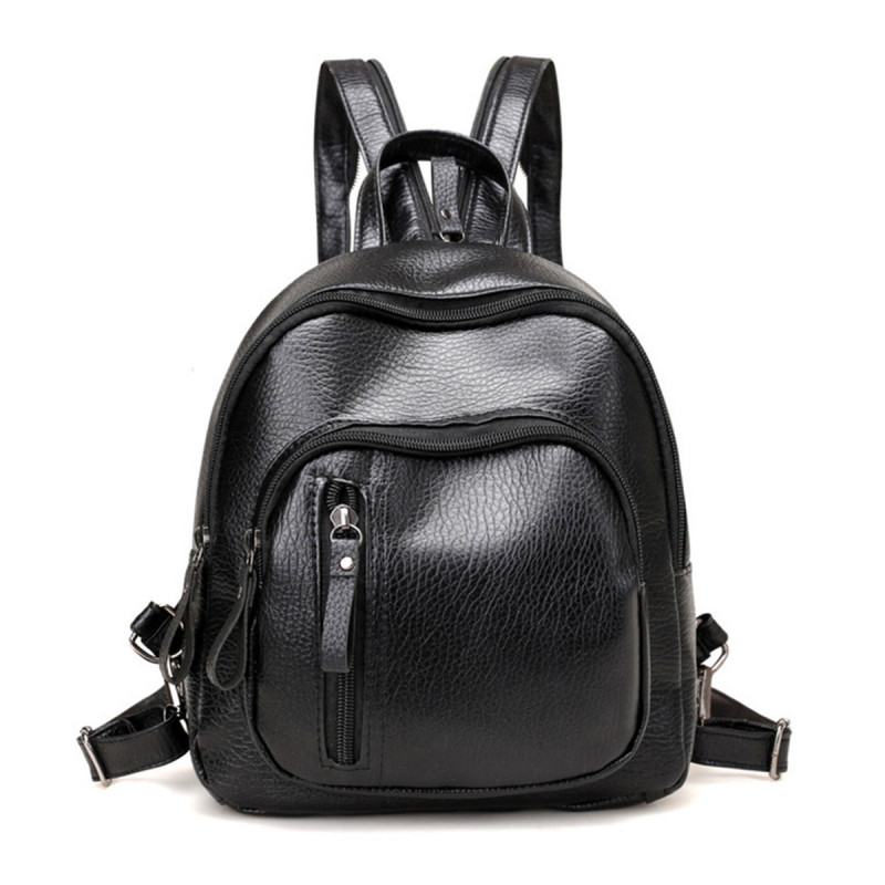 All-Match Backpack - Ženski crni ranac od eko kože 
