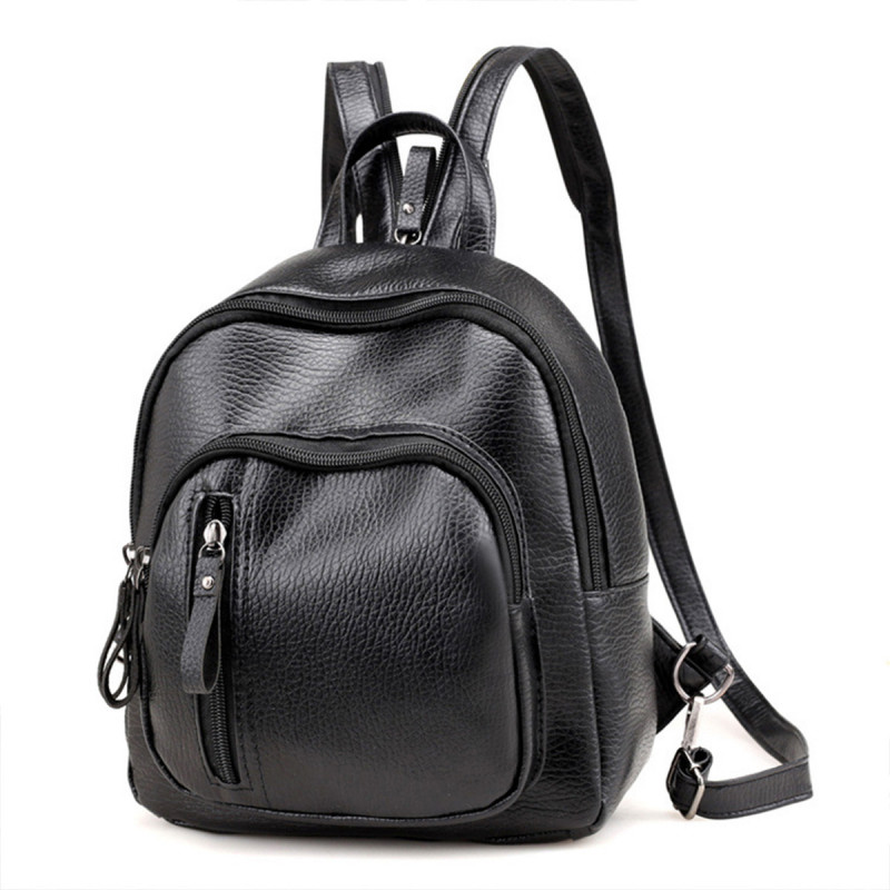 All-Match Backpack - Ženski crni ranac od eko kože 