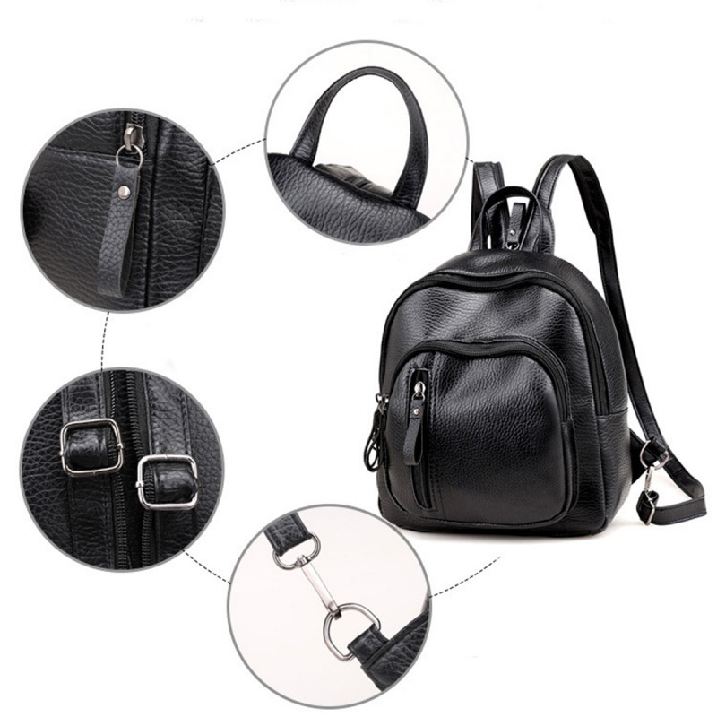 All-Match Backpack - Ženski crni ranac od eko kože 