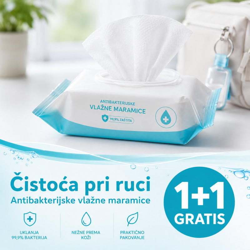 1+1 GRATIS Antibakterijske vlažne maramice