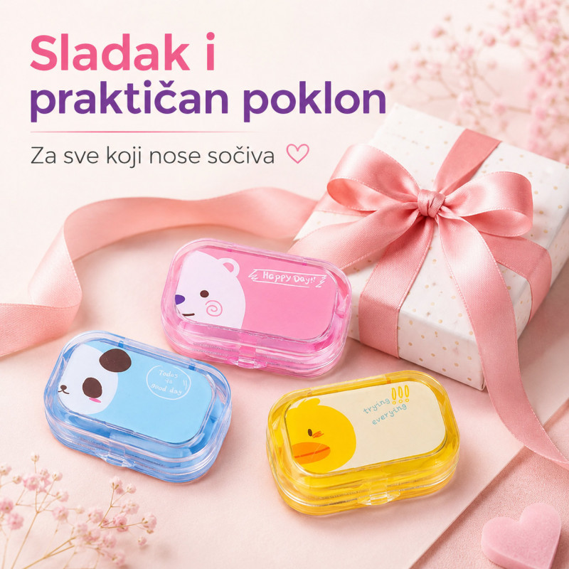Set 2 kutije za sočiva sa ogledalom, pincetom i aplikatorom