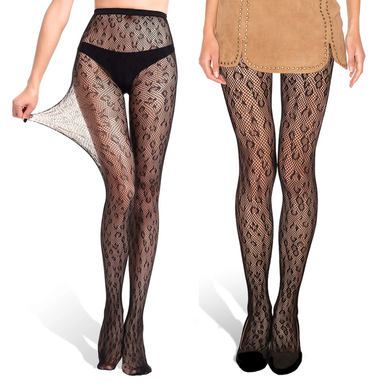 Zavodljive crne mrežaste unihopke sa leopard dezenom