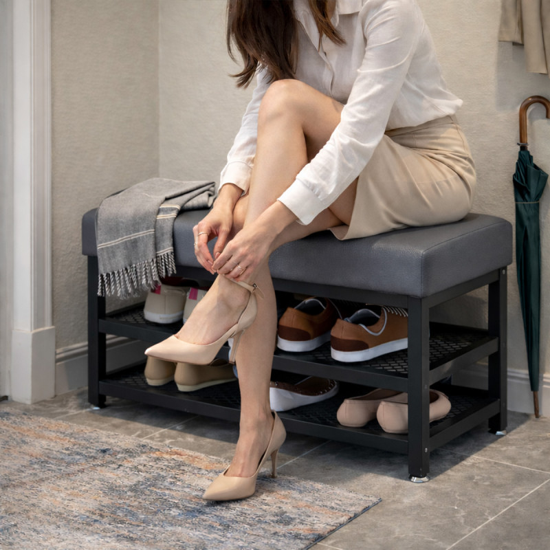 Compact Shoe - police za obuću sa tapaciranom klupom za sedenje