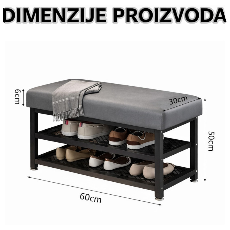 Compact Shoe - police za obuću sa tapaciranom klupom za sedenje