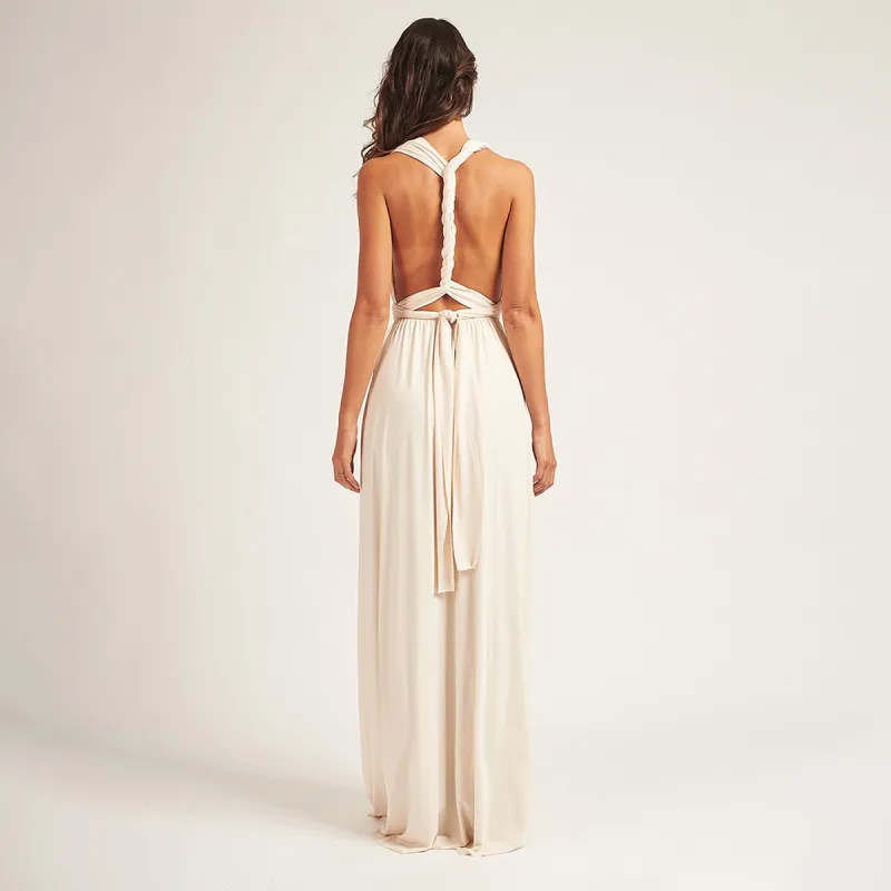 Diana Beige Long Dress – Bež elegantna haljina sa različitim mogućnostima vezivanja
