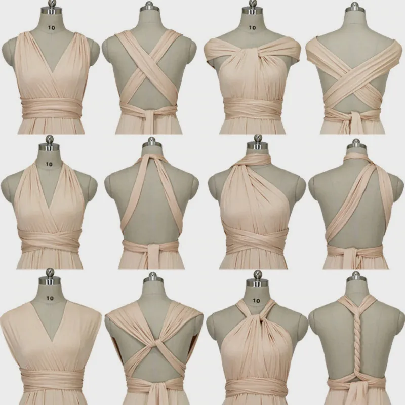 Diana Beige Long Dress – Bež elegantna haljina sa različitim mogućnostima vezivanja