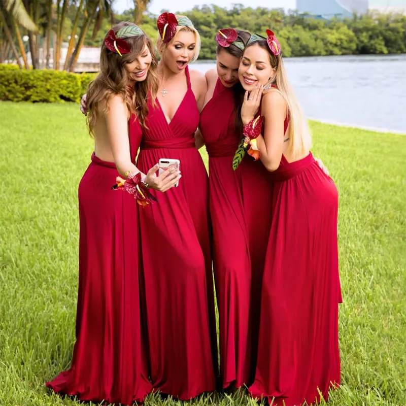 Greta Red Dress – Crvena elegantna haljina sa različitim mogućnostima vezivanja