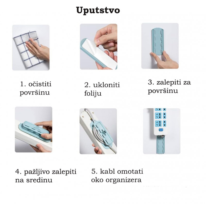 Samolepljivi nosač za produžni kabl i adaptere