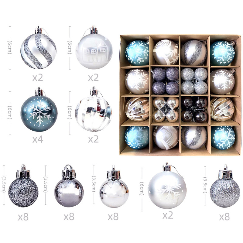 Silver-Blue Shine set - 44 magična ukrasa za jelku u srebrnim i plavim nijansama