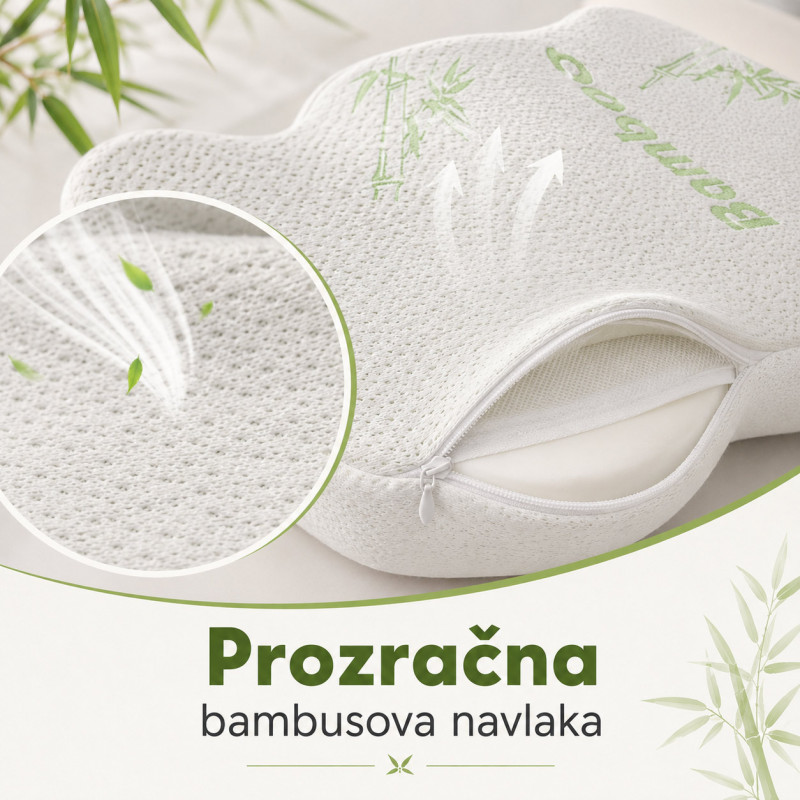 Bamboo Comfort ortopedski jastuk od memorijske pene za sedenje – podrška za leđa i trtičnu kost