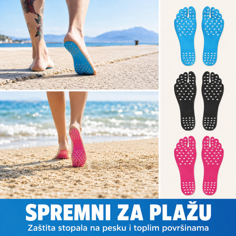 Lepljivi štitnici za stopala – za plažu, bazen i vreo pesak