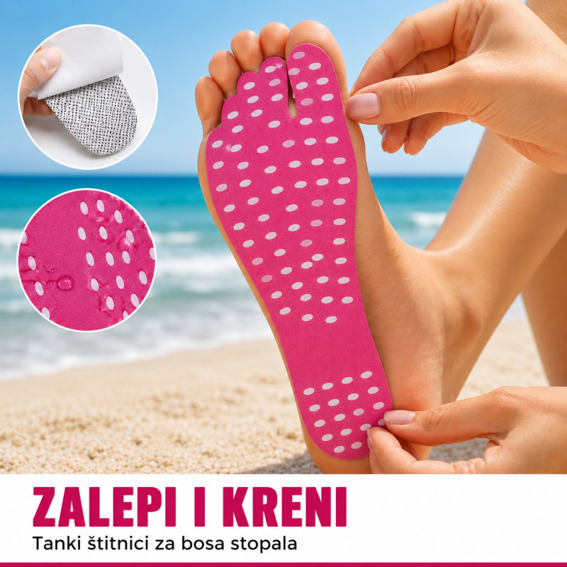 Lepljivi štitnici za stopala – za plažu, bazen i vreo pesak