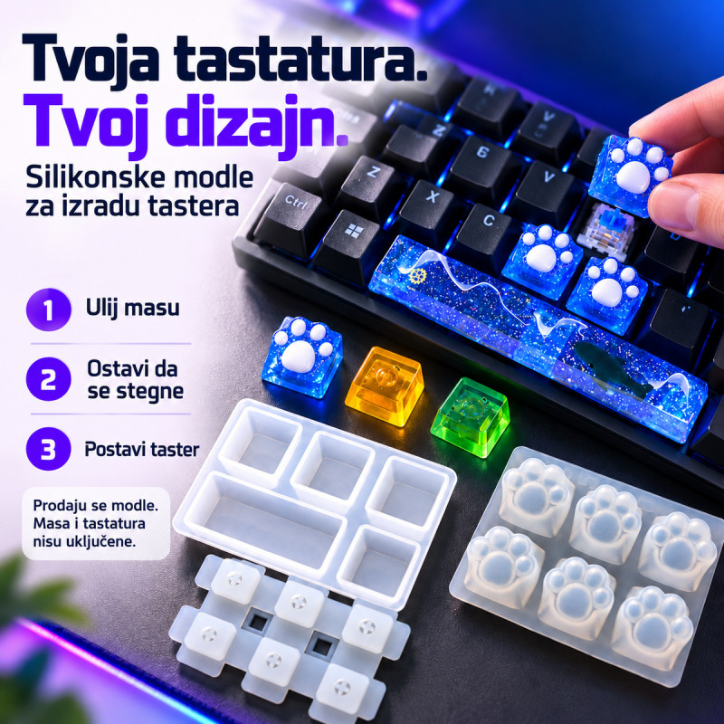 Silikonske modle za pravljenje personalizovanih tipki za tastaturu