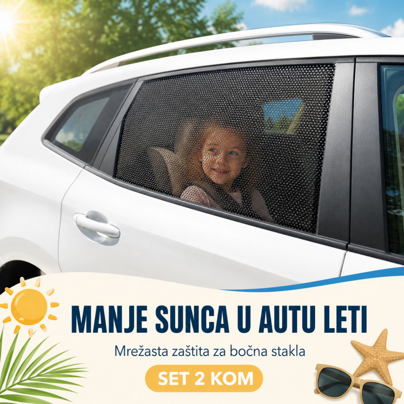 Auto mrežica za sunce – zaštita za stakla za decu i putnike, 2 kom