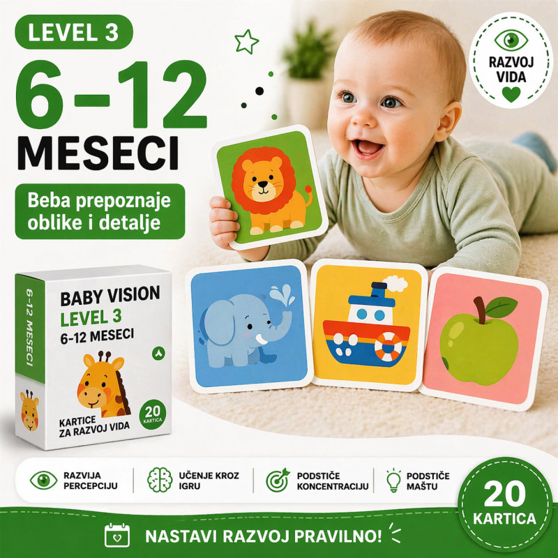 Baby Vision level 3 - Edukativne kartice za bebe (6 -12 meseci)