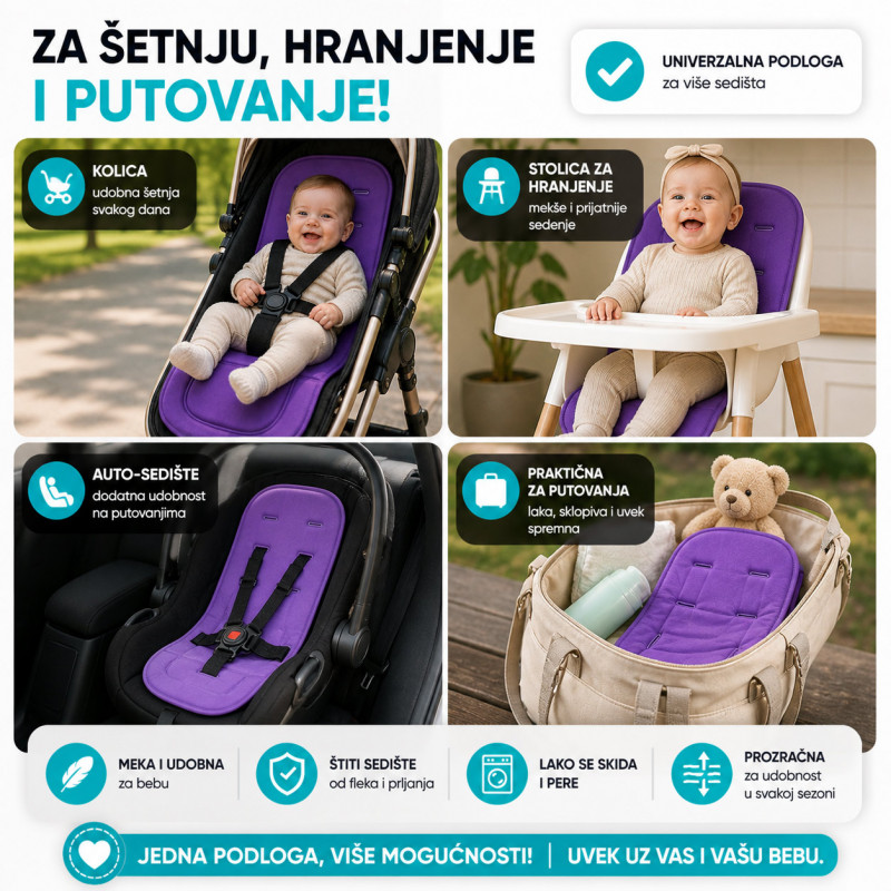 Univerzalna bebi podloga za kolica – mekana, periva i praktična