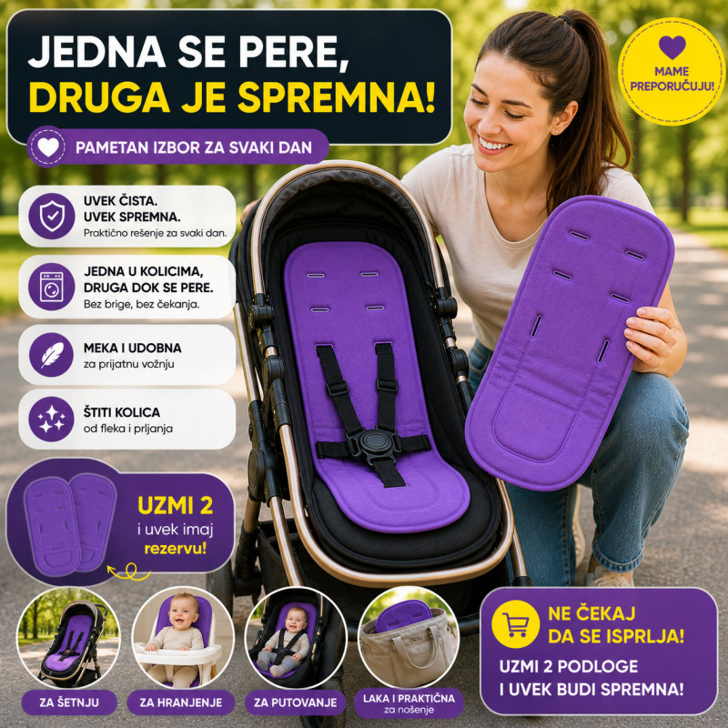 Univerzalna bebi podloga za kolica – mekana, periva i praktična