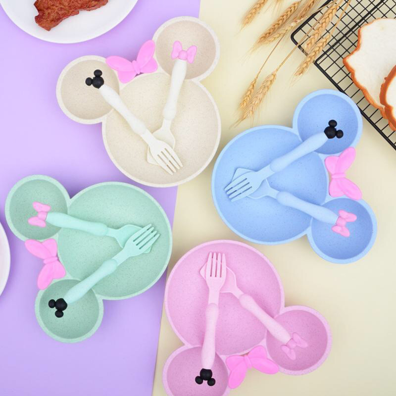 Mini Maus pastelni set - tanjirić sa kašikom i viljuškom