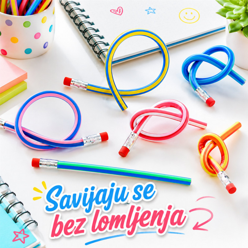 Set od 5 magičnih savitljivih olovaka za decu – Šarene Flexi Pencil olovke