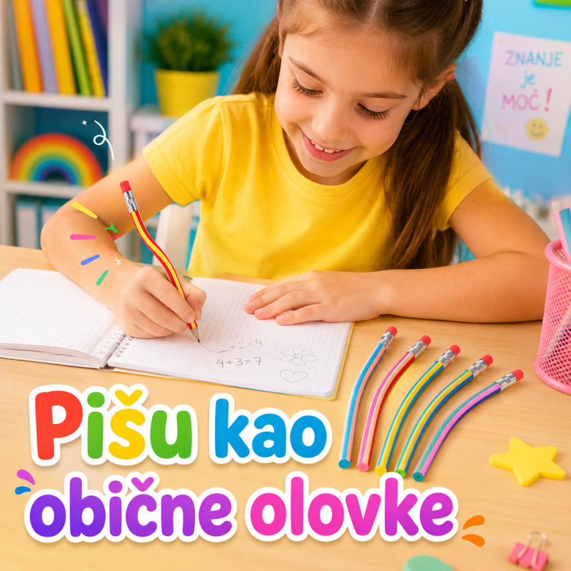 Set od 5 magičnih savitljivih olovaka za decu – Šarene Flexi Pencil olovke