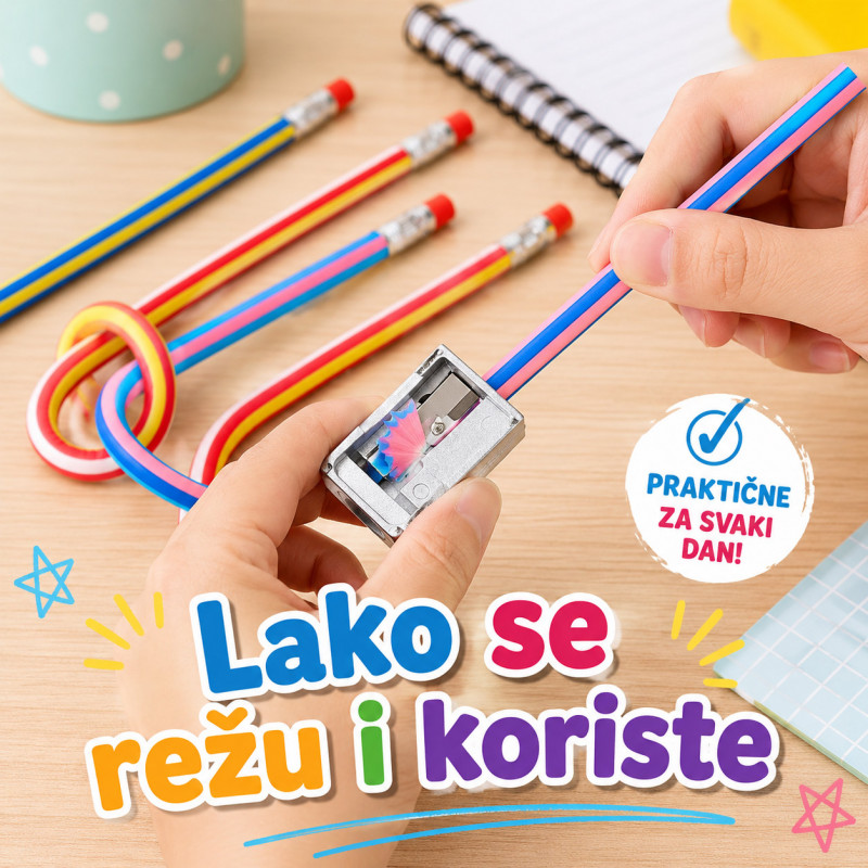 Set od 5 magičnih savitljivih olovaka za decu – Šarene Flexi Pencil olovke