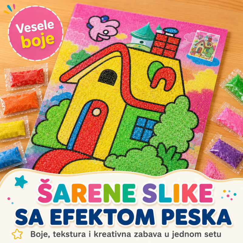 Set od 3 bojanke sa peskom za decu – kreativna peskovita umetnost