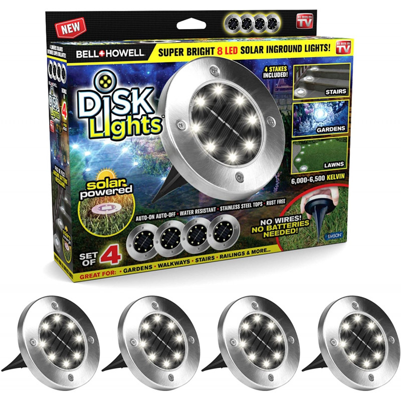 Disk Lights - Baštenske solarne disk ubodne lampe 4 kom