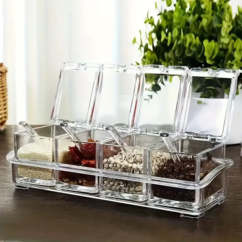 Set od 4 prozirne kutijice za začine + poklon kašičice