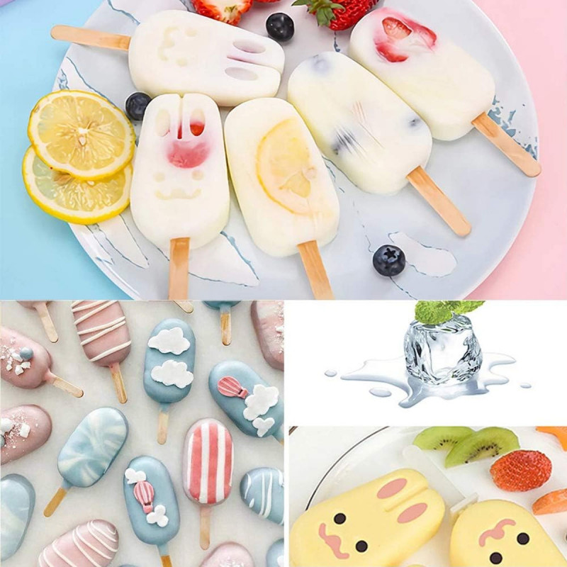 Funny ice cream - silikonska modla za sladolede u oblicima + 50 štapića + poklopac