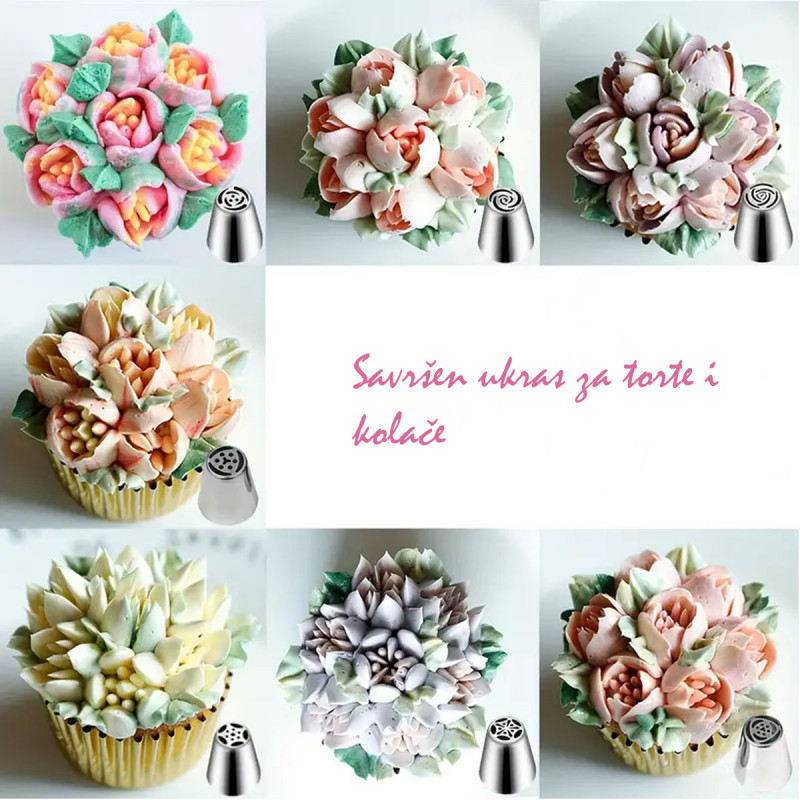 Rose Cake Set - Špric sa 7 nastavaka za ružice od šlaga