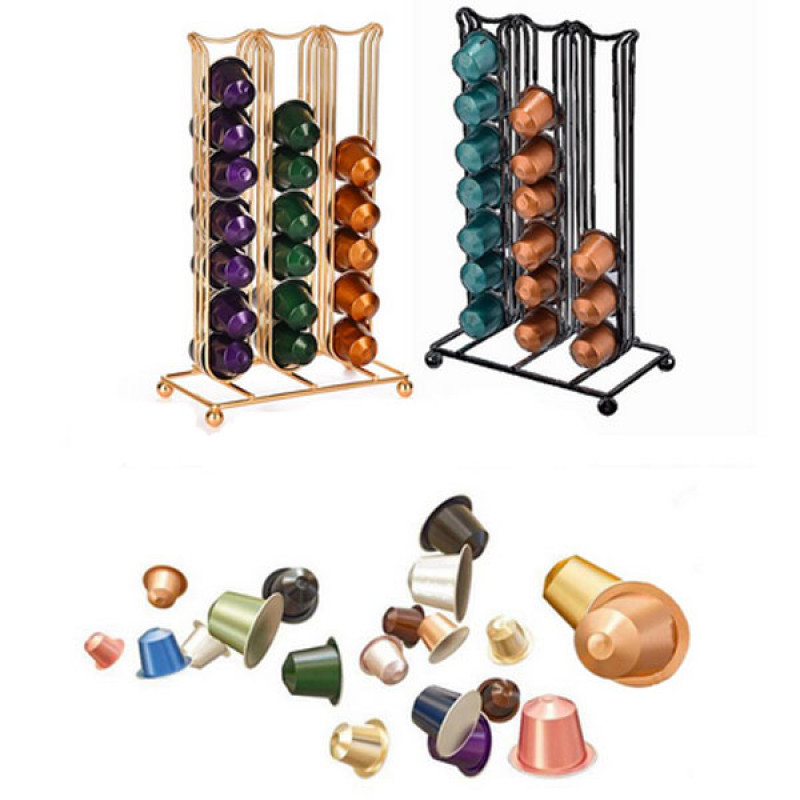 Crni stalak patrona za Nespresso kafu - 42 kapsule
