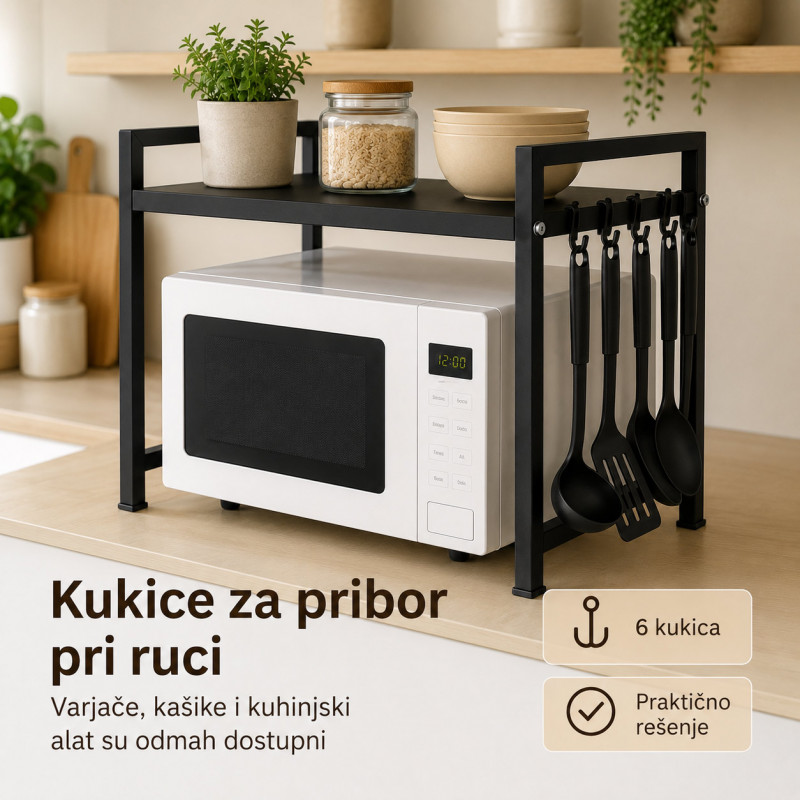 Stalak za mikrotalasnu – sklopiva kuhinjska polica za uštedu prostora