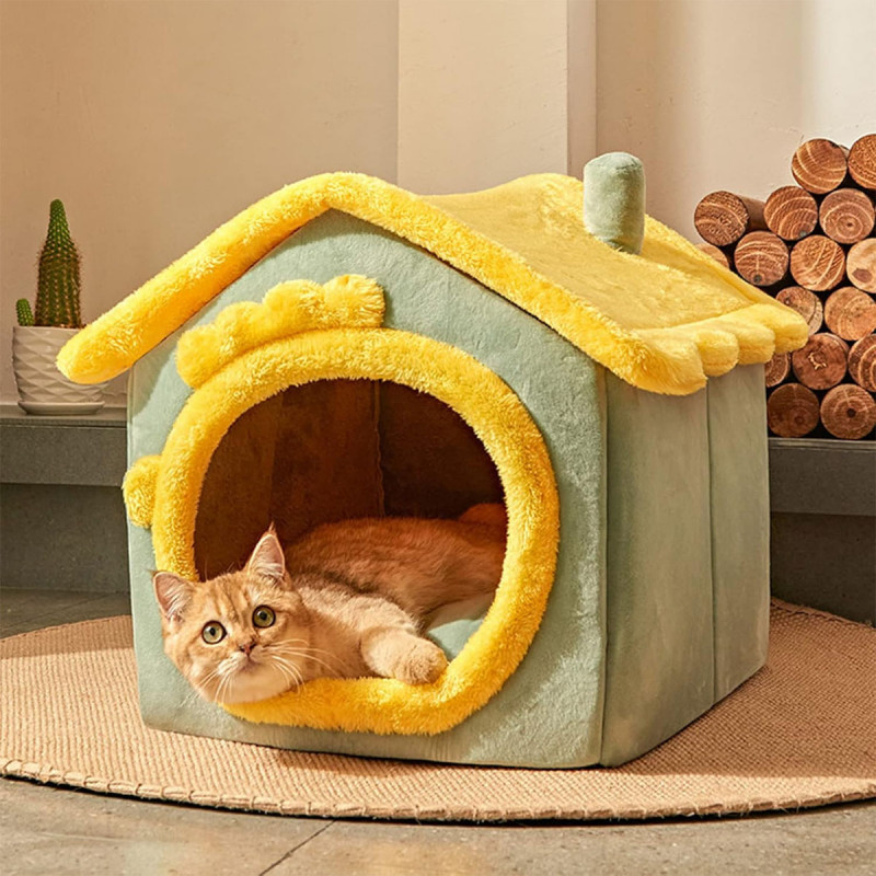 YELLOW Pet House - Udobna zeleno-žuta kućica za pse i mačke 