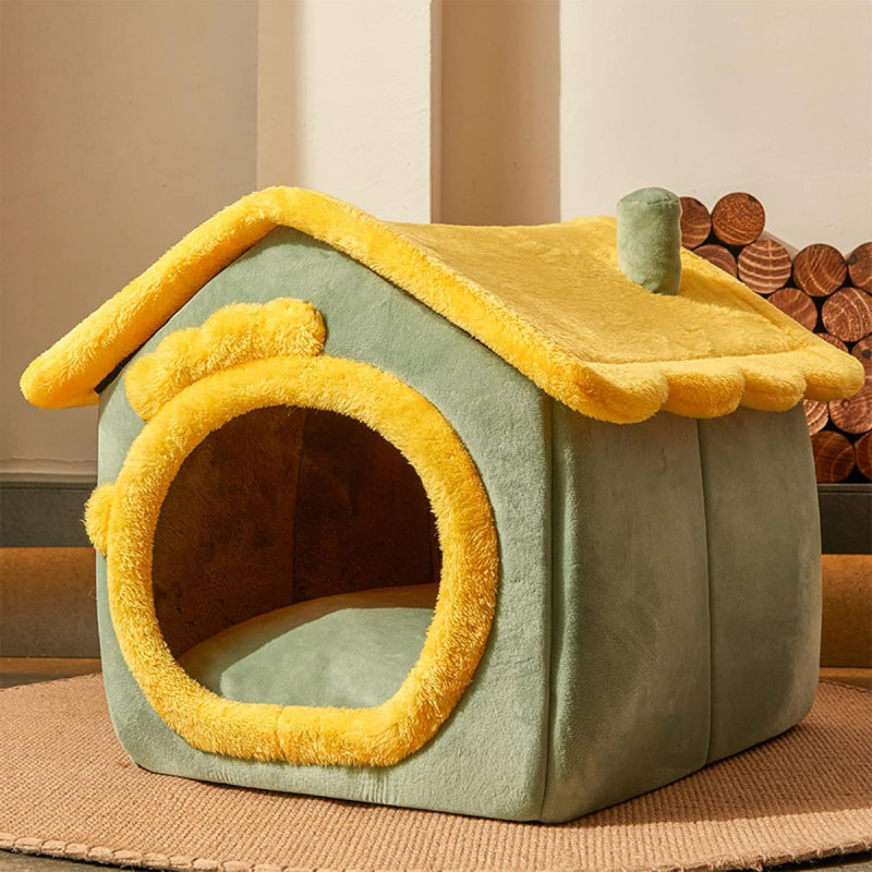 YELLOW Pet House - Udobna zeleno-žuta kućica za pse i mačke 