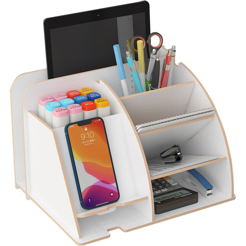 White Desk Organizer - Stoni organizer za odlaganje telefona i kancelarijskog pribora