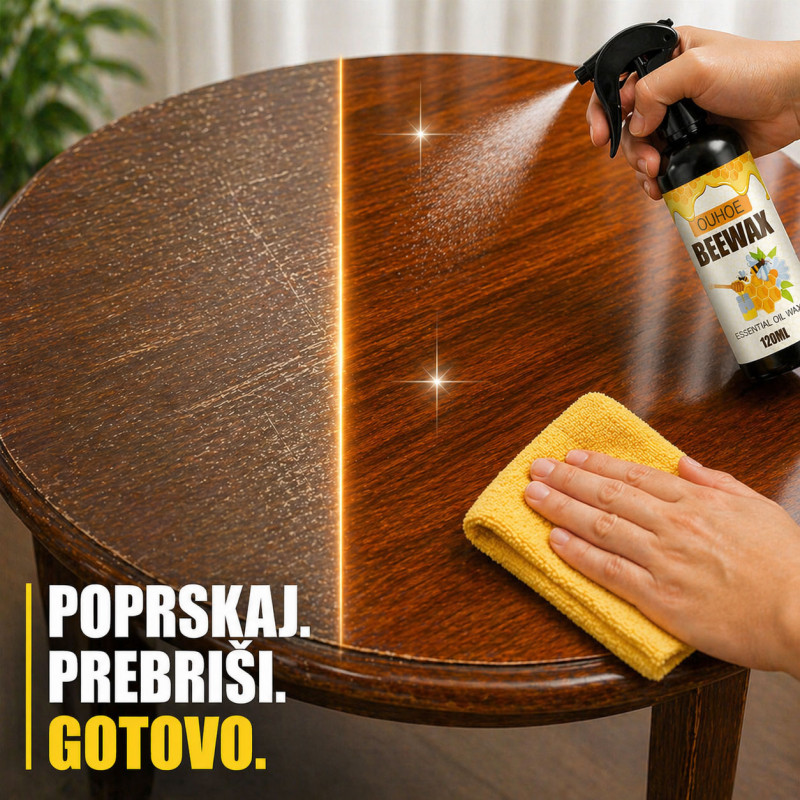 BEEWAX Sprej za drvo sa pčelinjim voskom – vraća sjaj za 30 sekundi