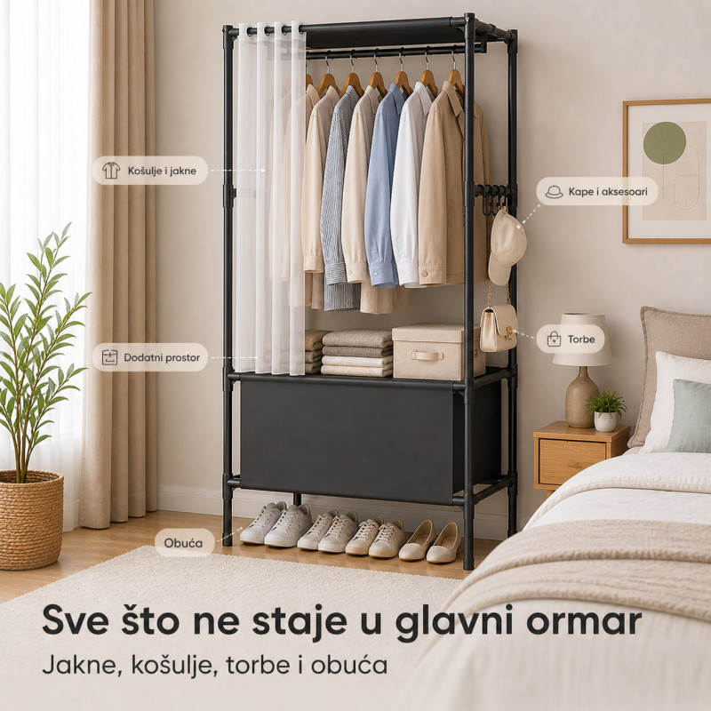 Sklopivi garderober sa zavesom – idealan za male sobe i sezonsku odeću
