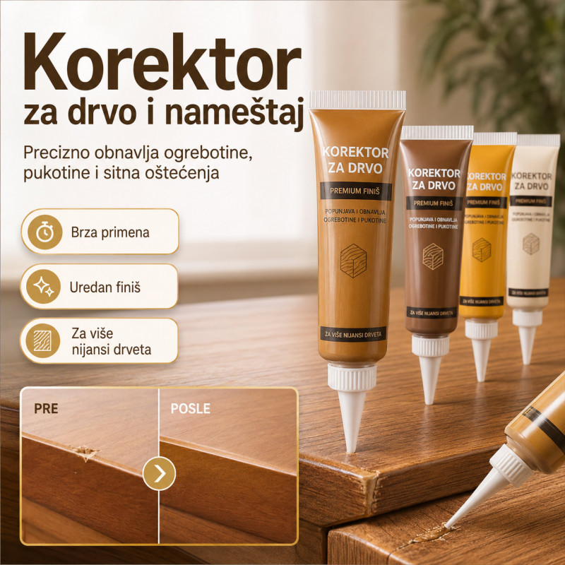 Korektor za popravku ogrebotina na nameštaju, parketu, vratima i drvetu