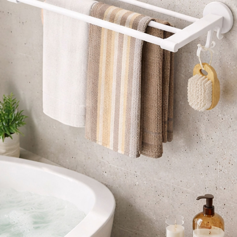 Elegantna polica i držač peškira za kupatilo - BELA BOJA