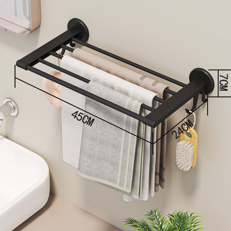 Elegantna polica i držač peškira za kupatilo - CRNA BOJA