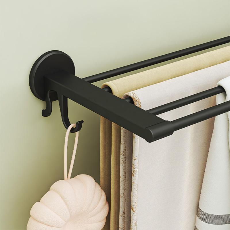 Elegantna polica i držač peškira za kupatilo - CRNA BOJA