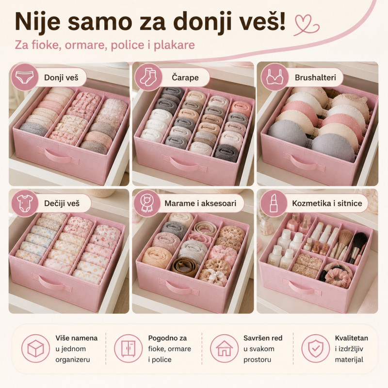 Organizer za fioku 6 pregrada – za donji veš, brushaltere i čarape