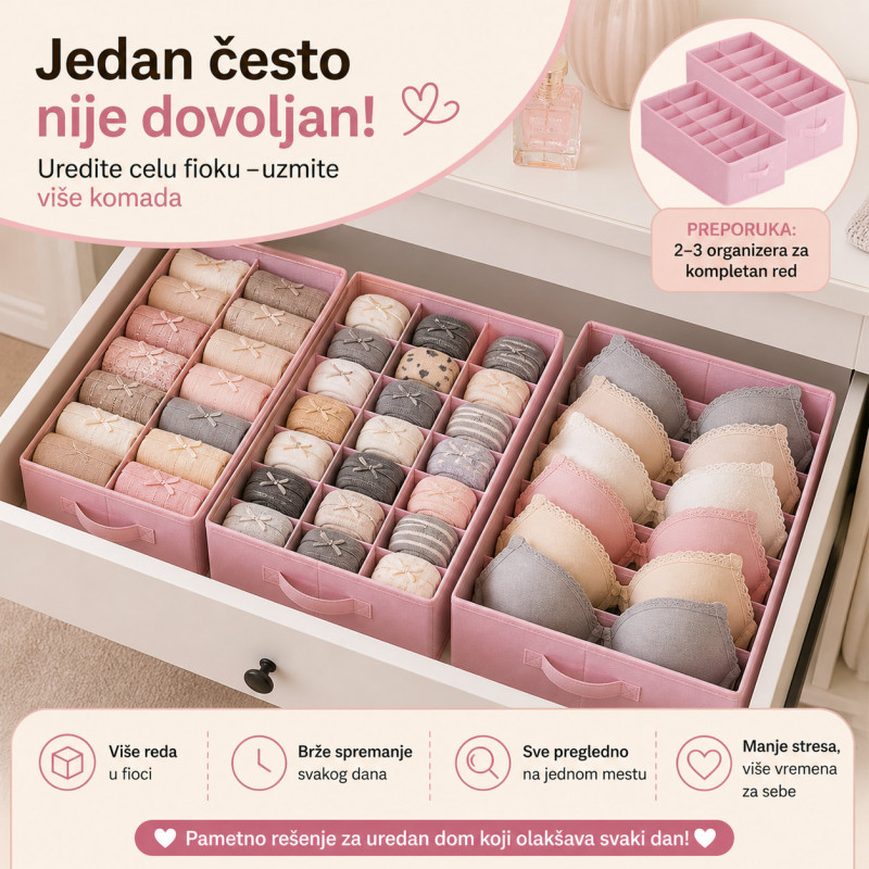 Organizer za fioku 6 pregrada – za donji veš, brushaltere i čarape
