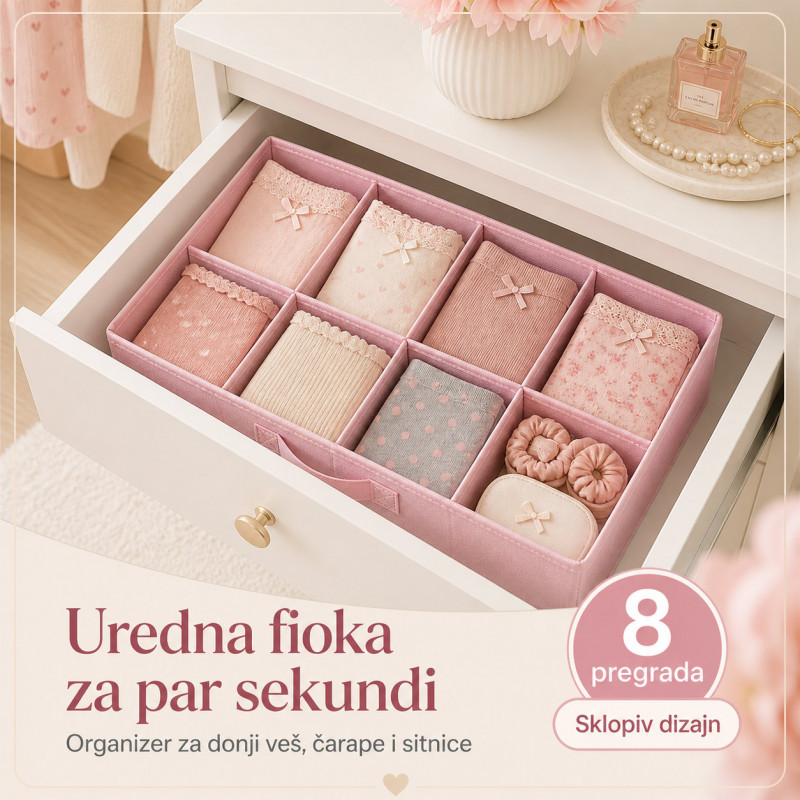 Organizer za fioku 8 pregrada – za donji veš, čarape i sitnice