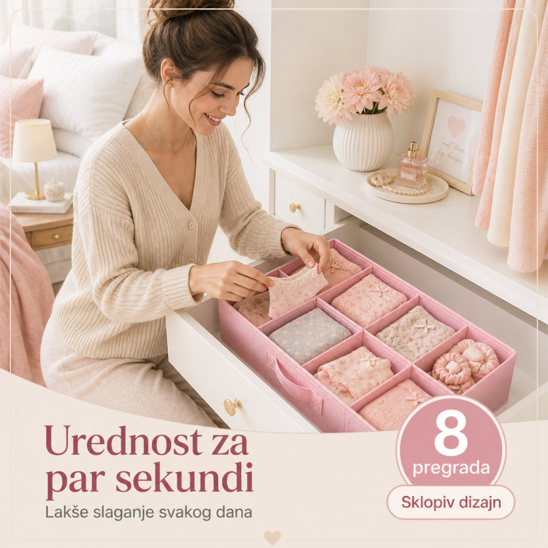 Organizer za fioku 8 pregrada – za donji veš, čarape i sitnice