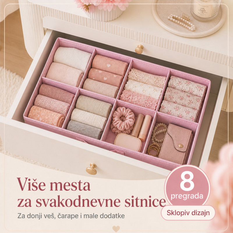 Organizer za fioku 8 pregrada – za donji veš, čarape i sitnice