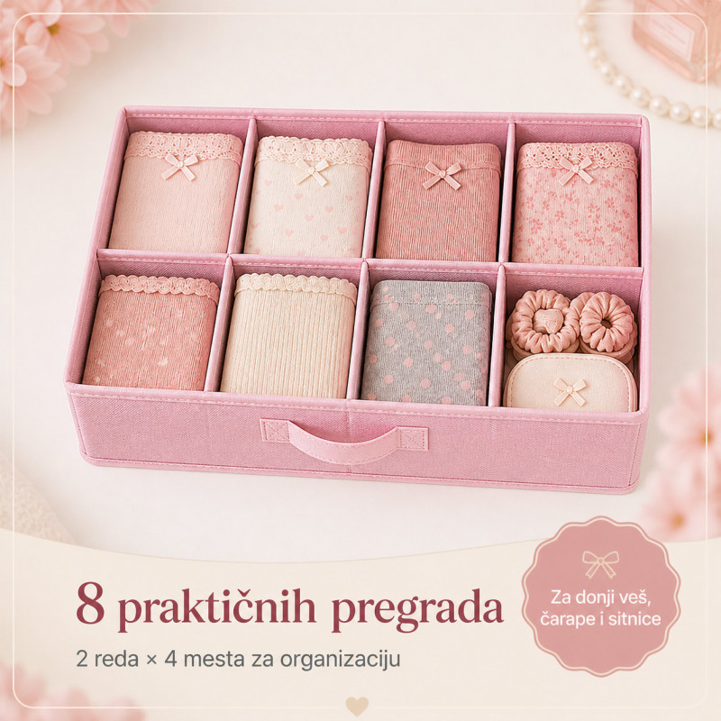 Organizer za fioku 8 pregrada – za donji veš, čarape i sitnice