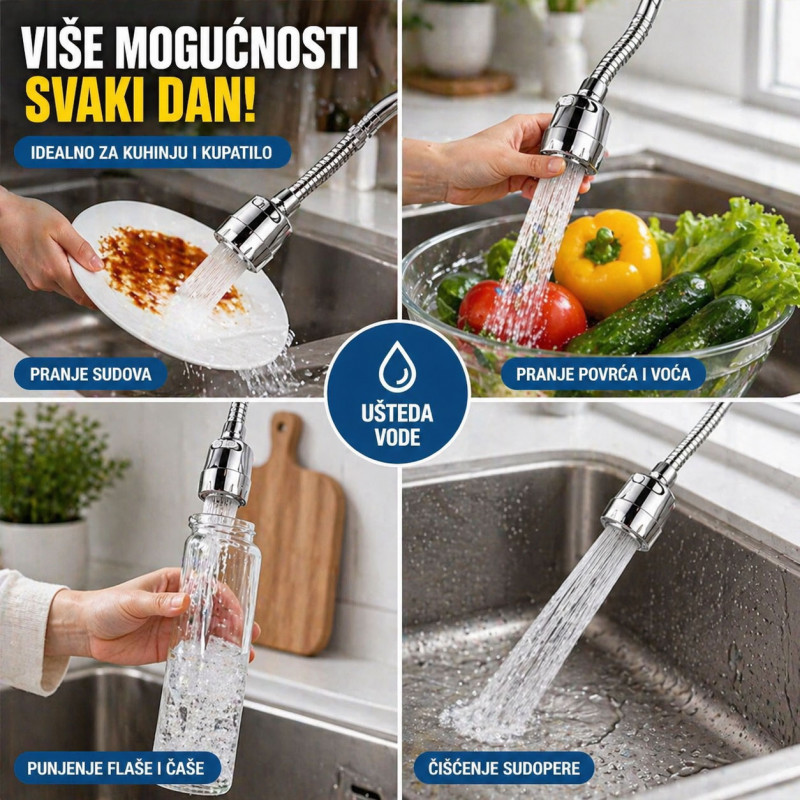 Fleksibilni nastavak za slavinu – usmeri vodu gde želiš