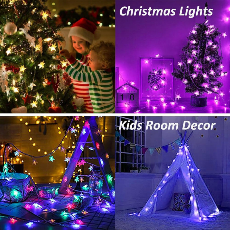 Pink star lights – LED dekorativne lampice zvezdice na baterije 3m