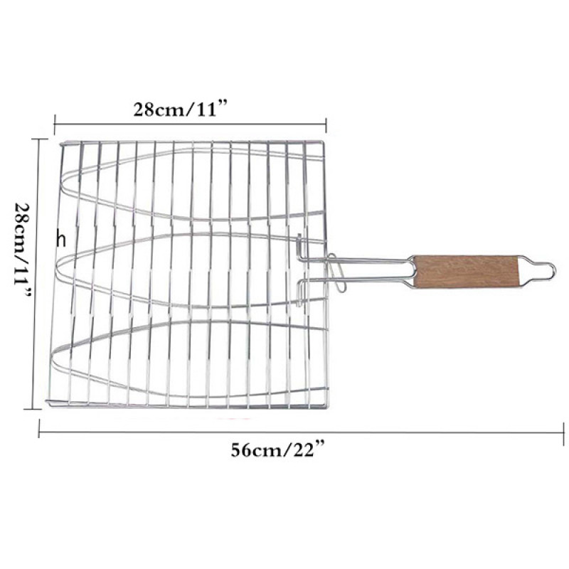 Zatvorena rešetka za pečenje 3 ribe na žaru